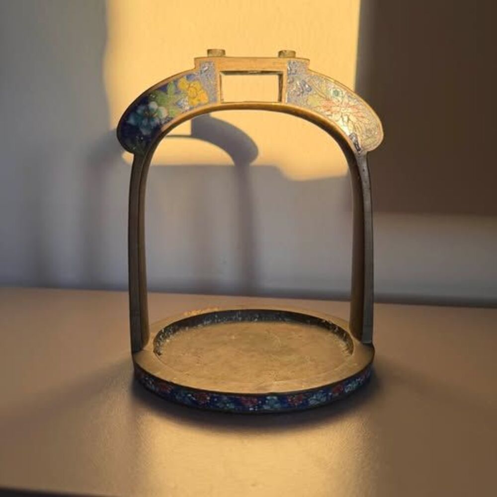 Antique Chinese Cloisonné Brass Stirrup – Vintage Desk Decor, 19th century